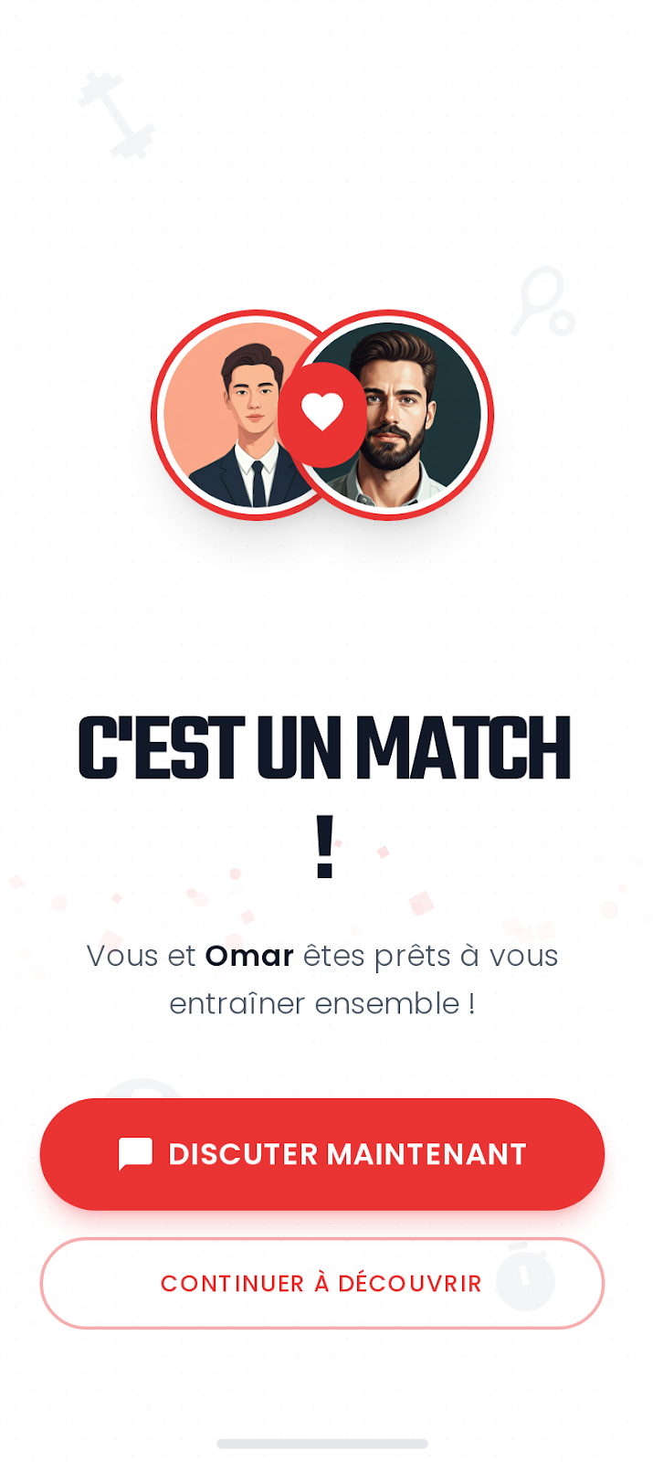 Sportopia match confirmation screen
